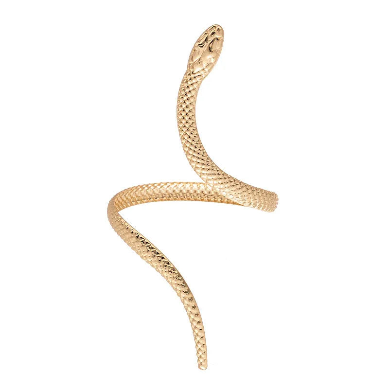 Gold electroplated exaggerated twisted snake design ring and bracelet jewellery set