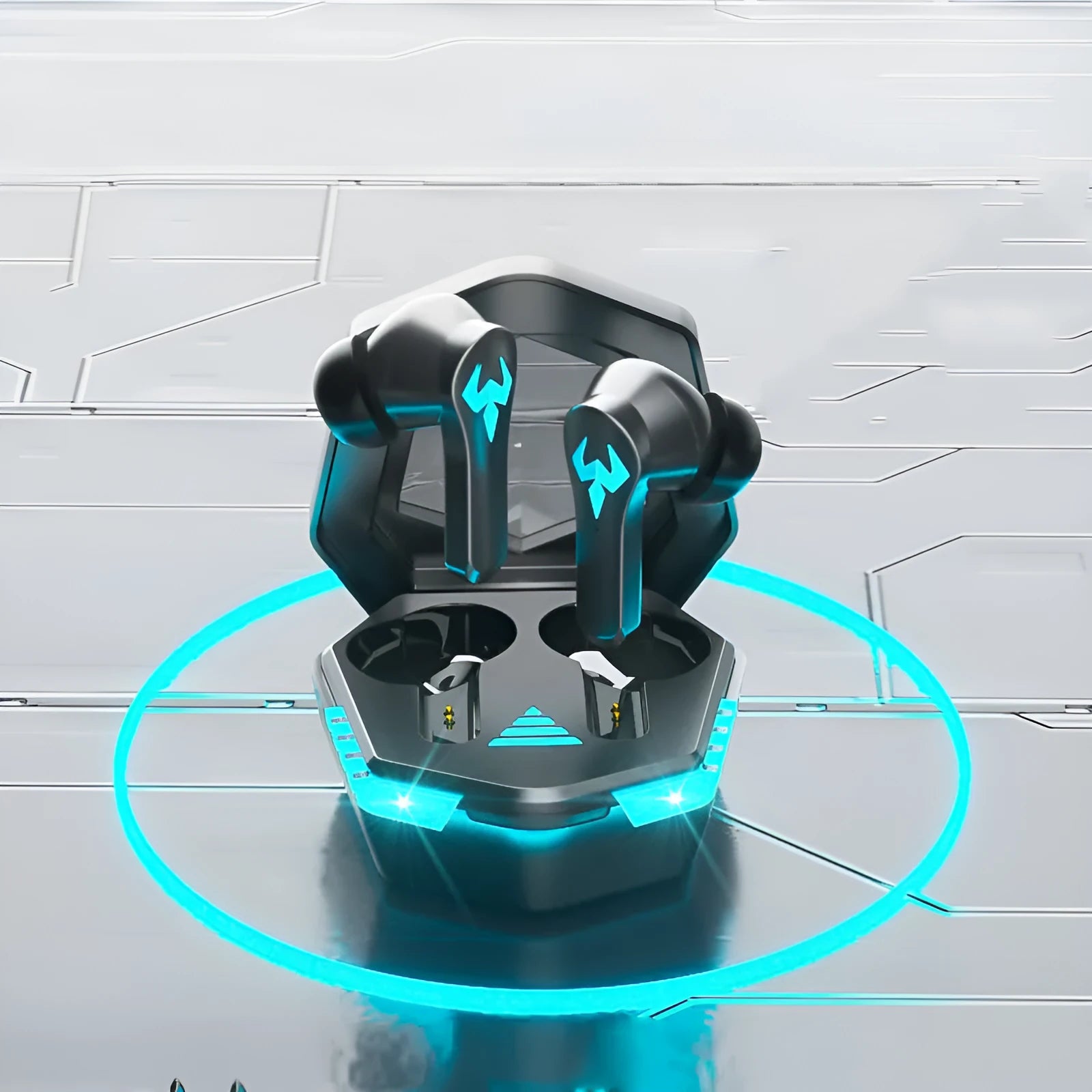 Black noise-cancelling in-ear sports stereo gaming headset with Bluetooth 5.0 connectivity