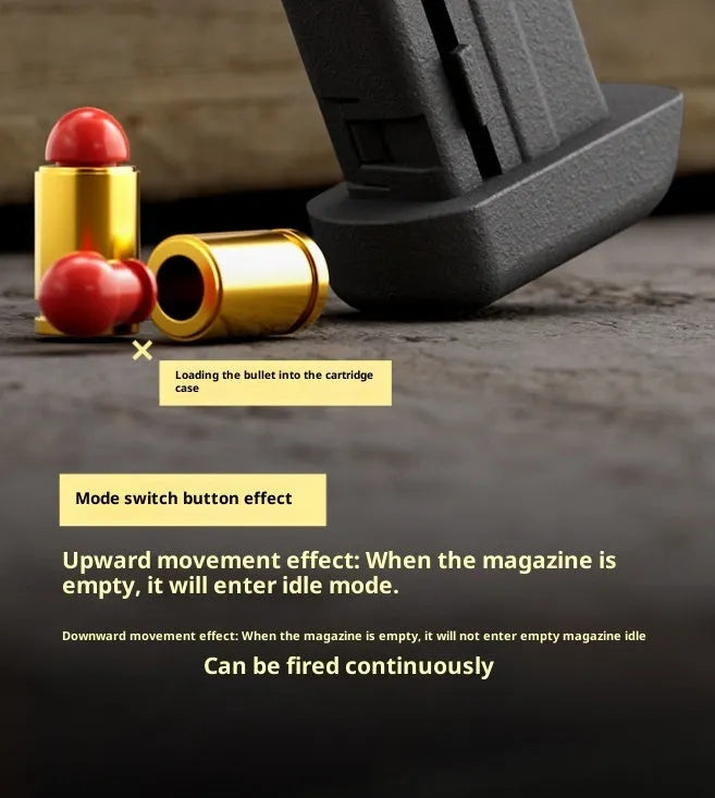 Miniature plastic toy gun 1911 with rapid-fire cartridge case ejection in Black colour option