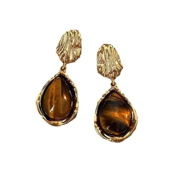 Three pairs of handmade geometric holiday earrings with electroplated alloy and tassel decorations