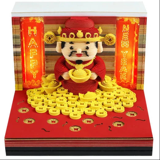 3D sticky note paper carving notepad with tear-off pages and decorative ornament design