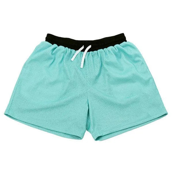 Men's solid colour mesh quick-drying sports shorts for running and fitness.