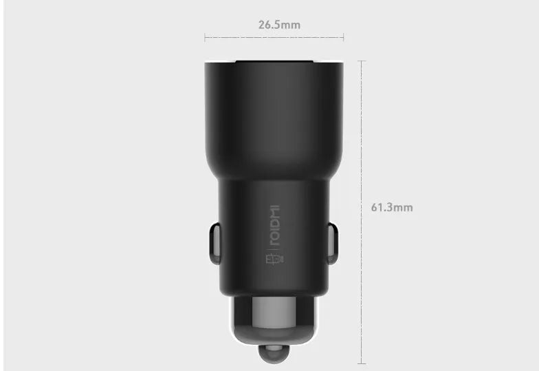 Black Ruimi 3S Bluetooth dual USB car charger with compact square design.