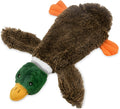 Green wild duck stuffless squeaky dog toy with soft plush fabric and dual squeakers