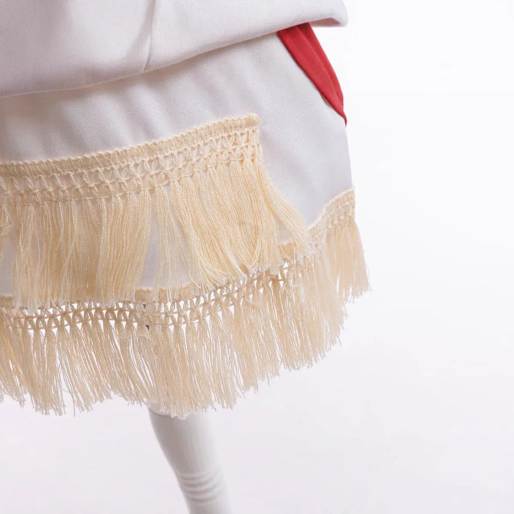 White cosplay princess dress made of milk silk fabric for girls performing on stage
