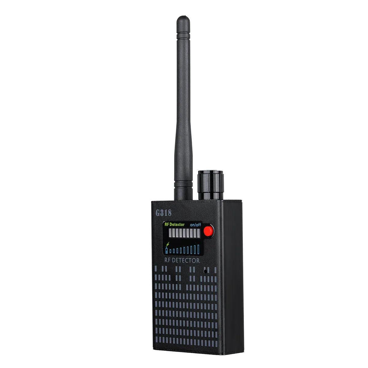 Black G318 aluminium bug detector for hidden camera scanning in public venues