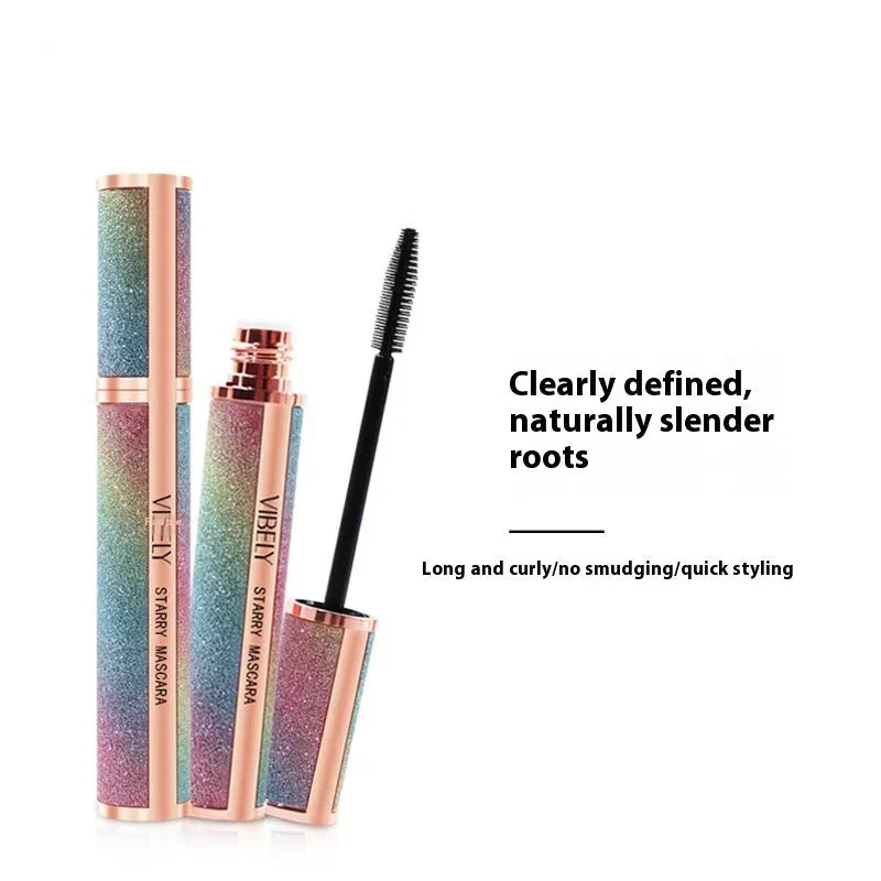 Black waterproof mascara with 4D long thick curling effect and anti-smudge formula