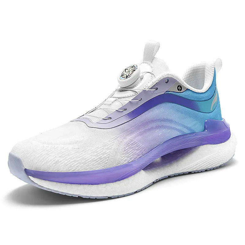 Men's high-top mesh running sneaker in solid colour with buckle fastening and composite sole.