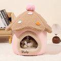 Removable mushroom house cat nest pet bed cloth in pink card upgrade M size 39cm