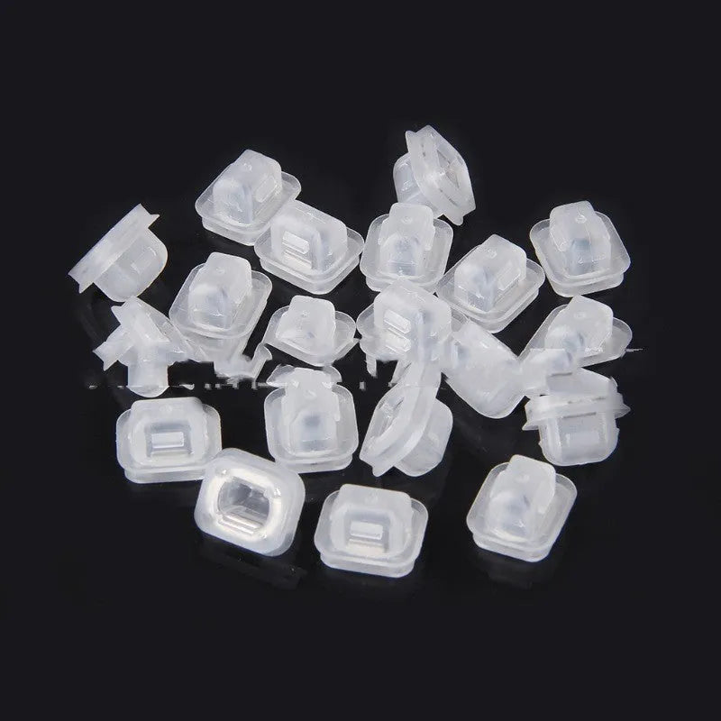 BMW interior plastic seat buckle clips with metal fasteners, transparent colour