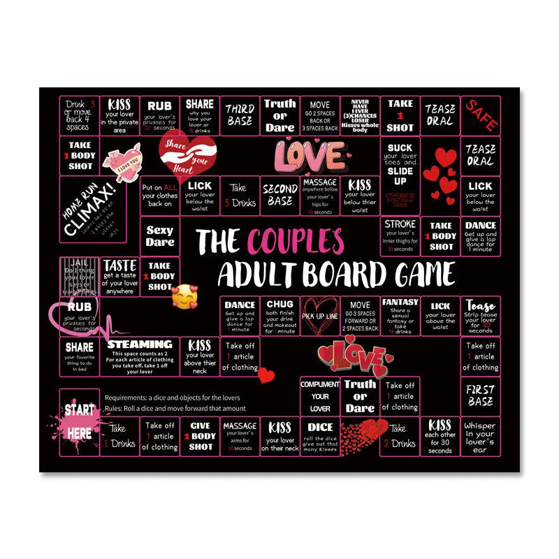 Couple drinking board game on photo cloth with drunk love theme and double game board
