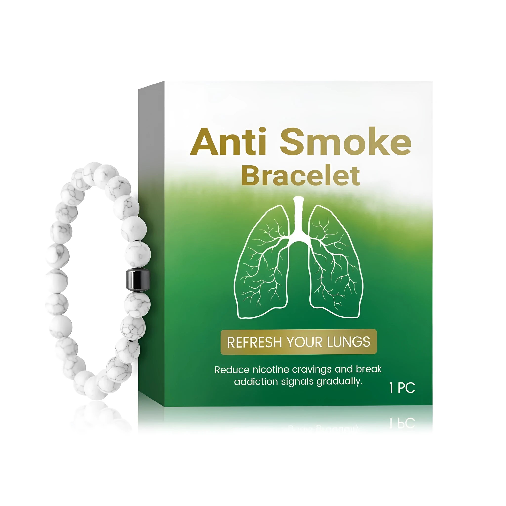 Women's smoke prevention bracelet with synthetic turquoise centrepiece bead