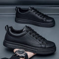 Men's Korean-style low-top sneakers in white, black, or two-tone colour with flat rubber sole