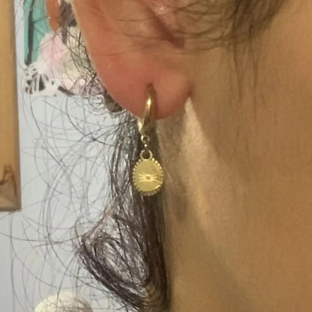 Stainless steel geometric ellipse earrings with ear button fastening in XY-EH005 colour