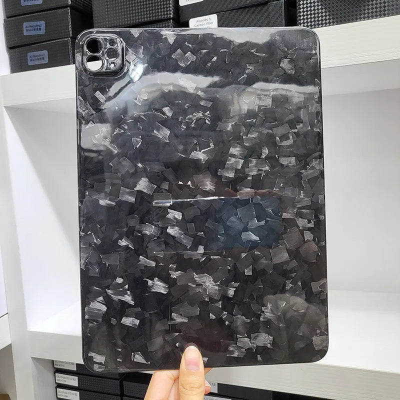 Real carbon fibre hard protective case for Apple iPad Pro 11 tablet in a matte finish.