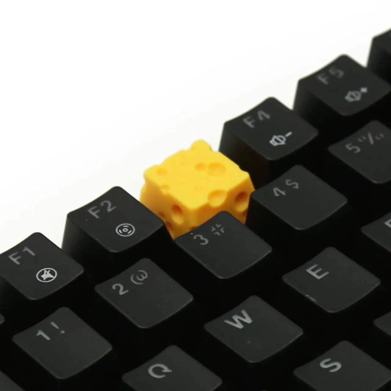 Yellow resin cheese wedge key cap for mechanical keyboard customisation with MX stem