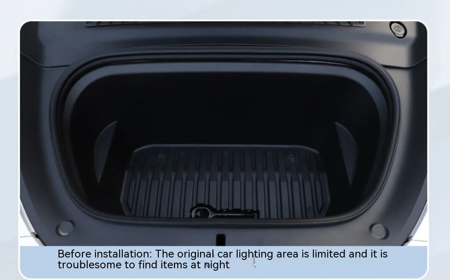 Tesla Model 3 and Model Y front backup box ambient lighting modification kit with soft silicone light bar