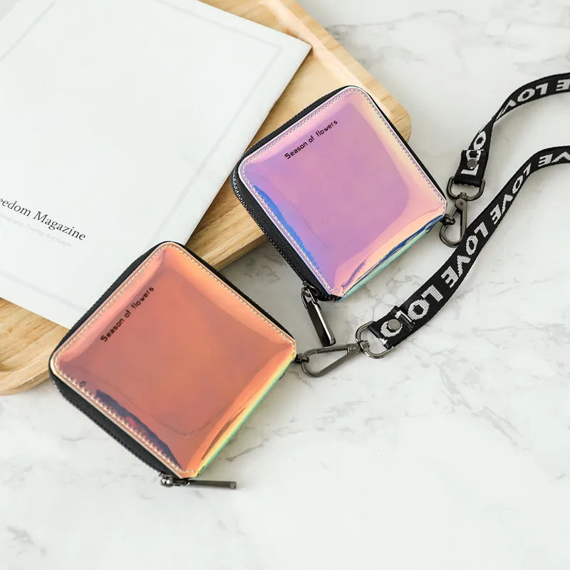 Korean-style short folding women's wallet in three colours measuring 11cm