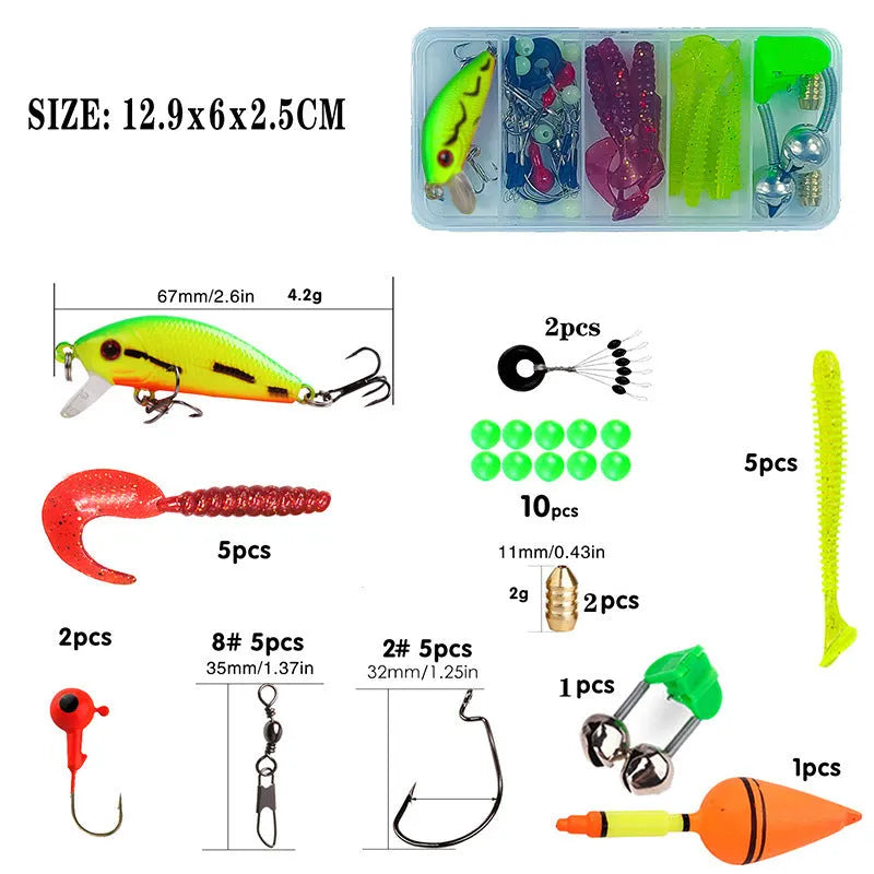 Children's fishing rod with pole and reel set in multiple colour options for beginner anglers