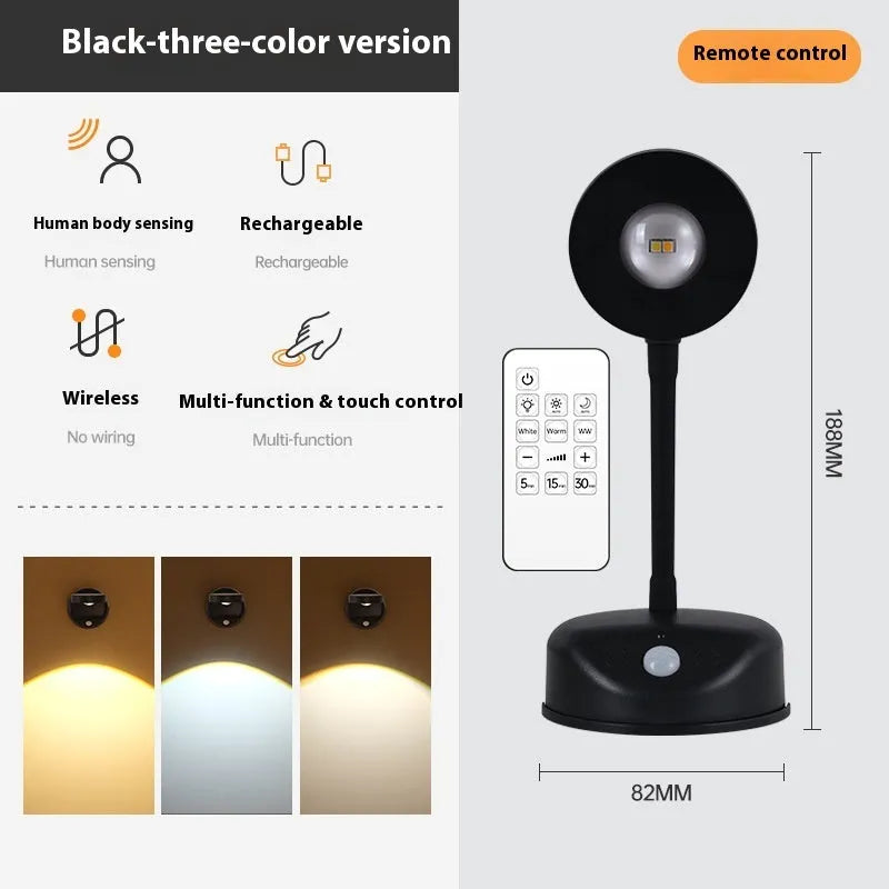 Geometric rechargeable wall lamp in modern design with remote control for wireless indoor lighting