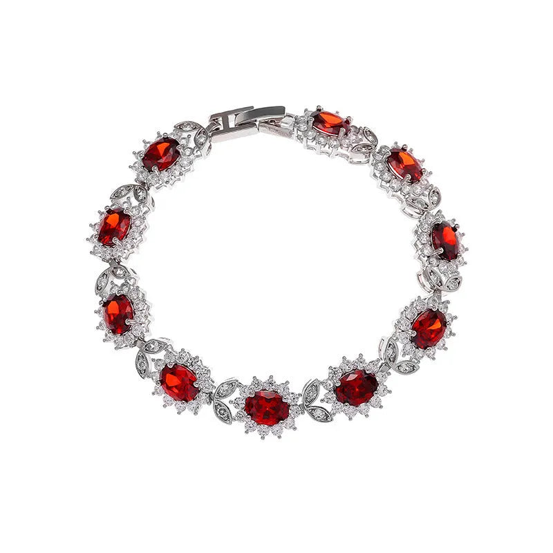 Personality Trend women's simple zircon bracelet with electroplated finish in multiple gemstone colours