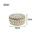 Crystal glass jewellery box with transparent sides and a French gold metal frame.