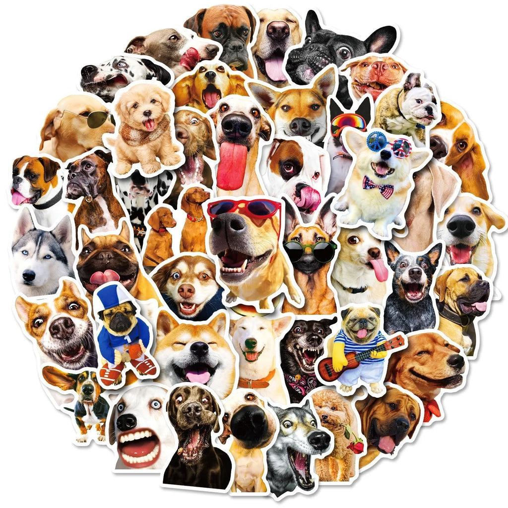Realistic dog facial expression sticker pack with 100 sheets in Nordic style animal designs