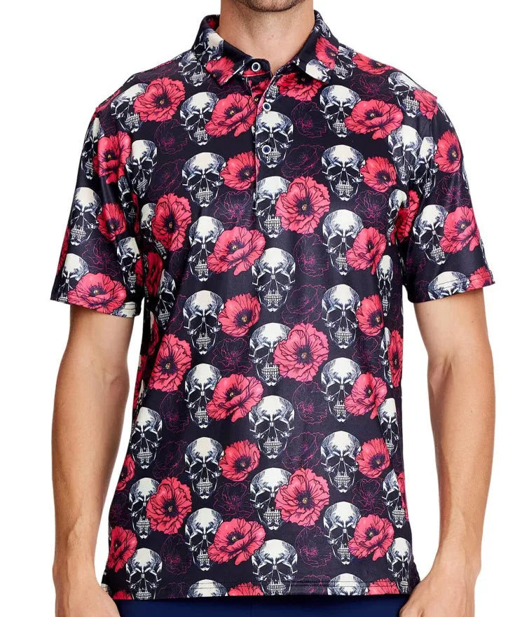 Men's 3D printed short sleeve t-shirt in Japanese retro style with zipper detail on mesh fabric.
