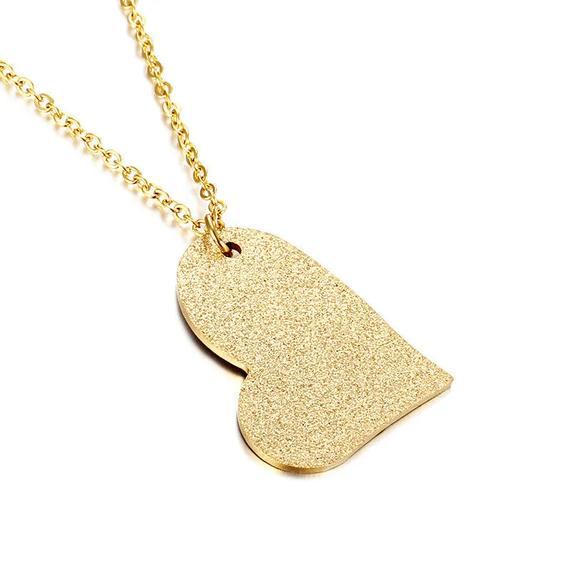 Titanium steel necklace with geometric heart-shaped pendant in colour KN25736Z