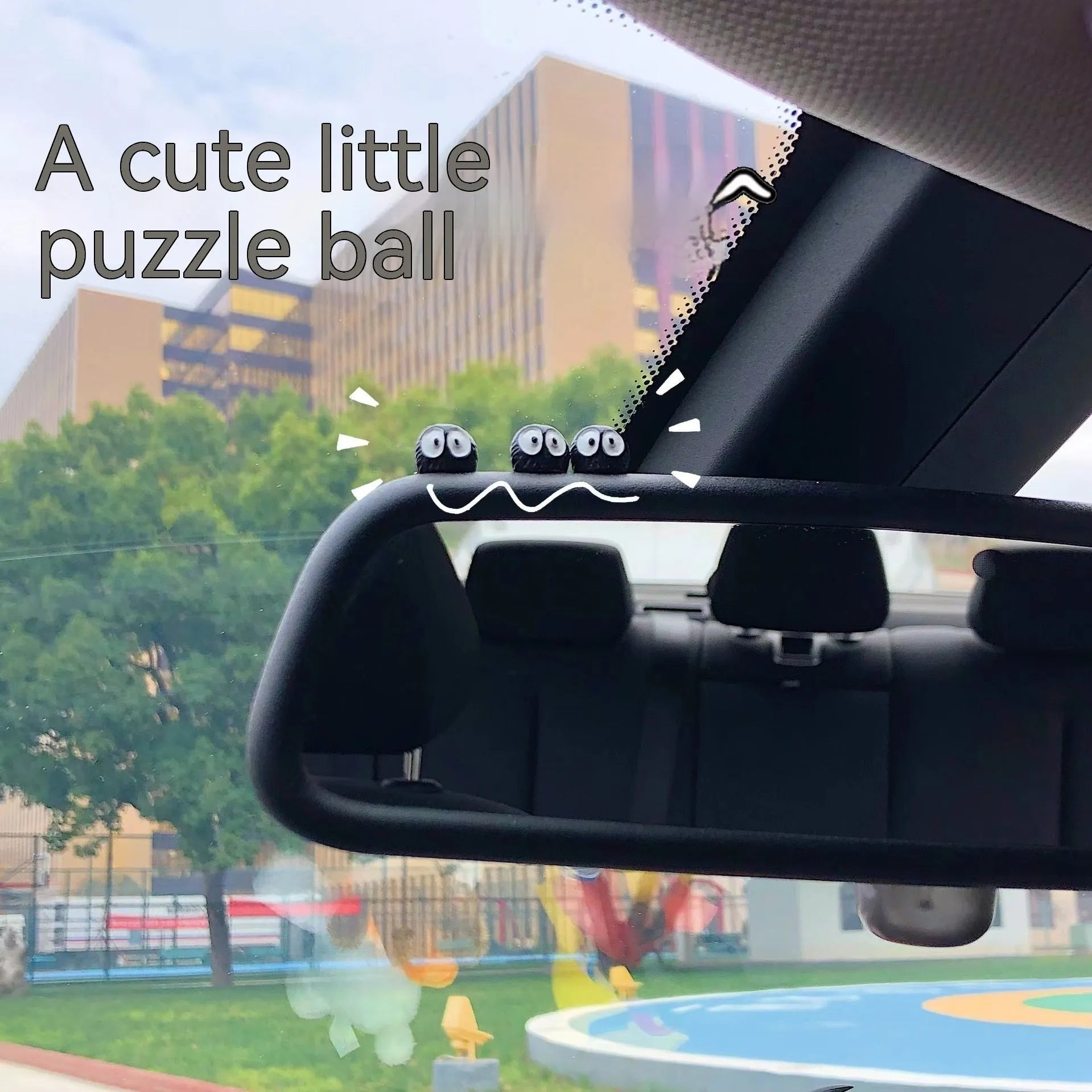 Black resin briquette car decorations with cartoon styling for dashboard customisation