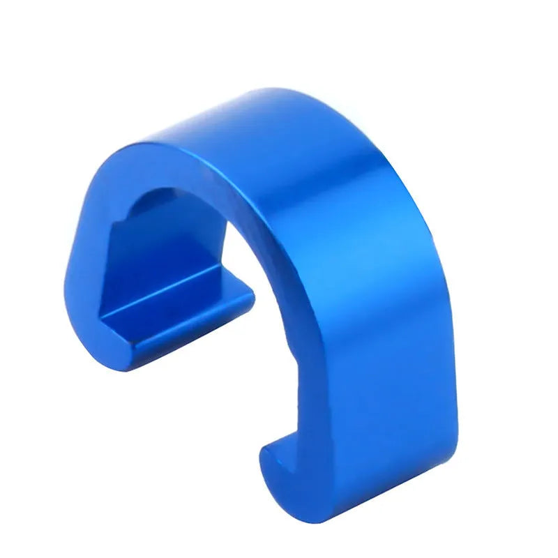 Aluminium alloy C-shaped buckle in eight colours, showing 10.2mm by 13mm size.
