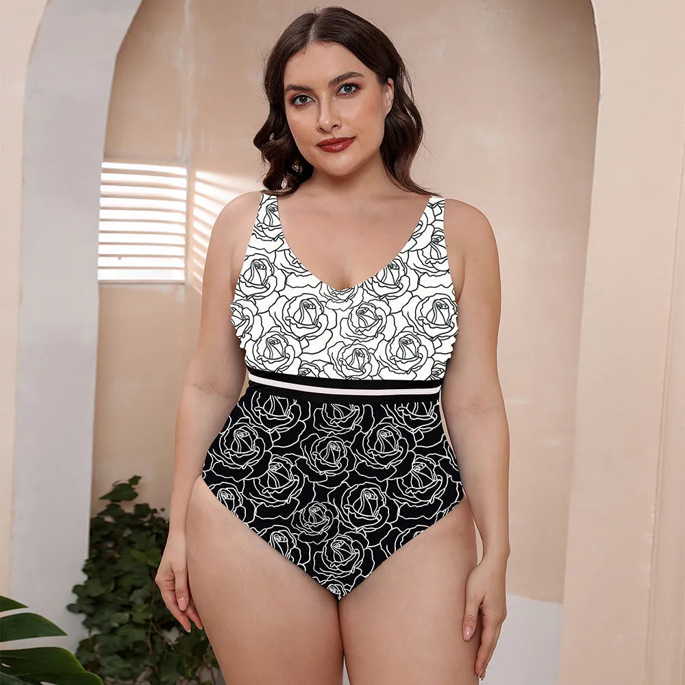Women's printed stripe one-piece swimsuit with spaghetti straps in blue, white, or green colour options