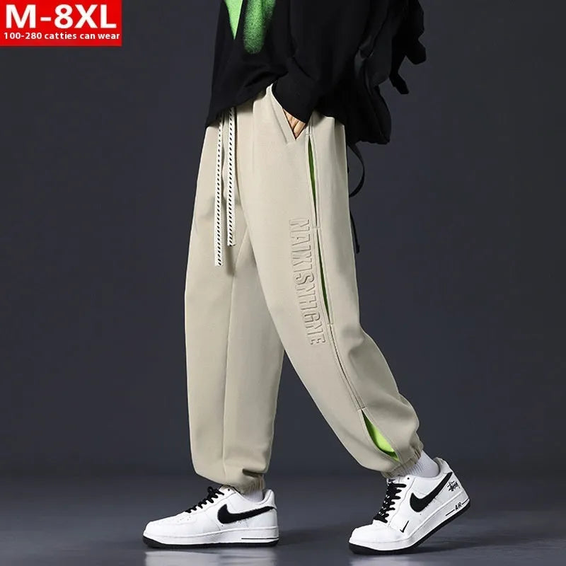 Men's cotton trousers with stitching printing design and banded ankle styling in multiple colour options