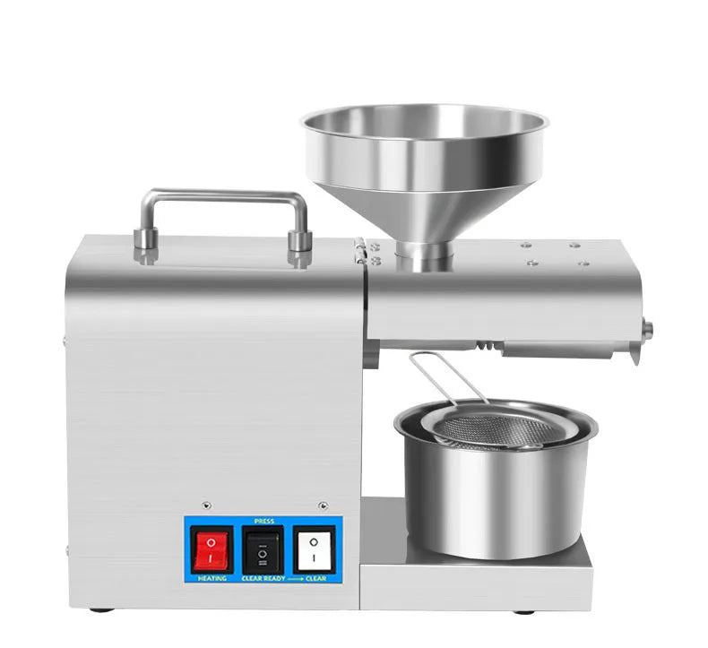 Xiangwei RG-312 household oil press with digital display, stainless steel body, and compact dimensions 36x15.5x31cm