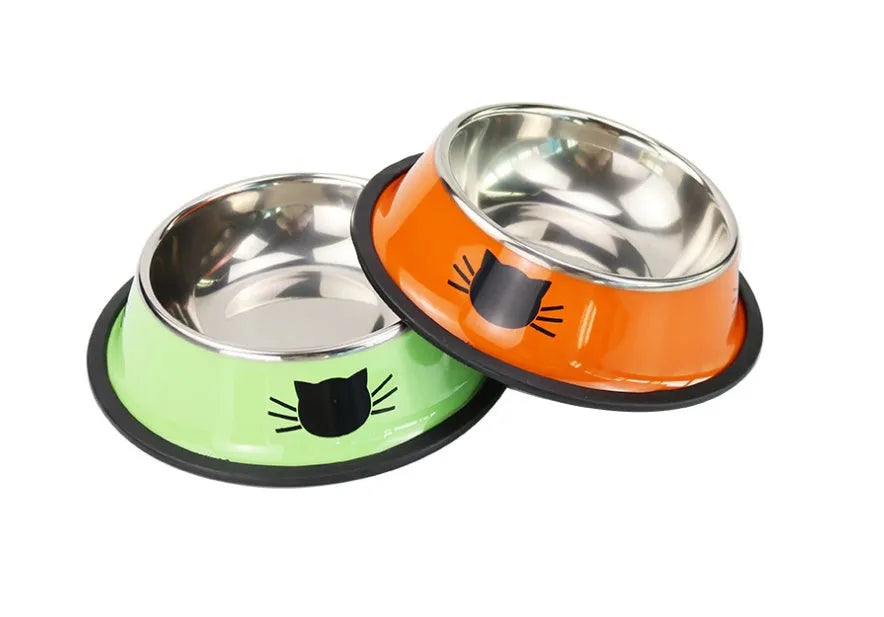 Stainless steel non-slip pet cat bowl multicolor set for cats and dogs