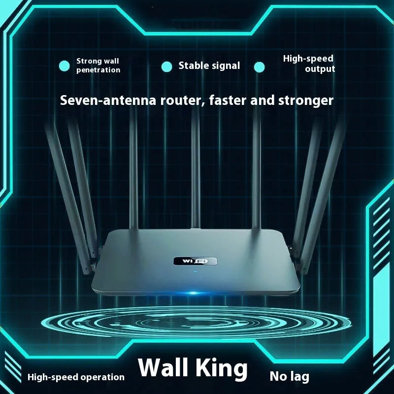 Black and white dual-band 5G Gigabit router with multiple antennas for through-wall whole home WiFi coverage
