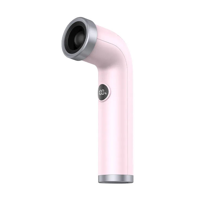 Bladeless turbine fan in apricot colour with lithium battery power