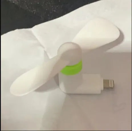 Mini handheld fan in six colours compatible with iPhone and Android phones