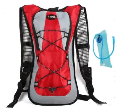Lightweight waterproof outdoor sports backpack in black with shoulder strap for running and off-road cycling