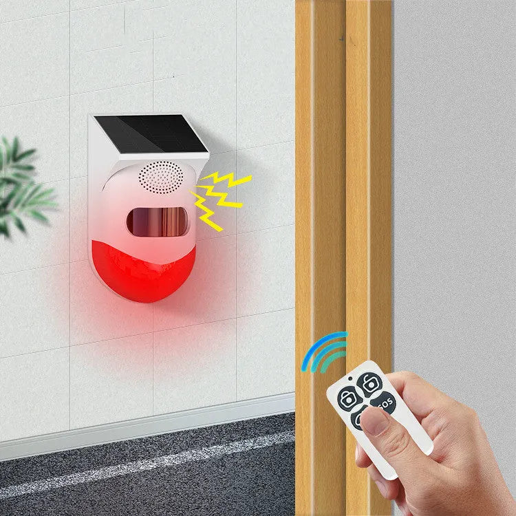 Solar-powered infrared security alarm with GSM wireless communication for outdoor property protection