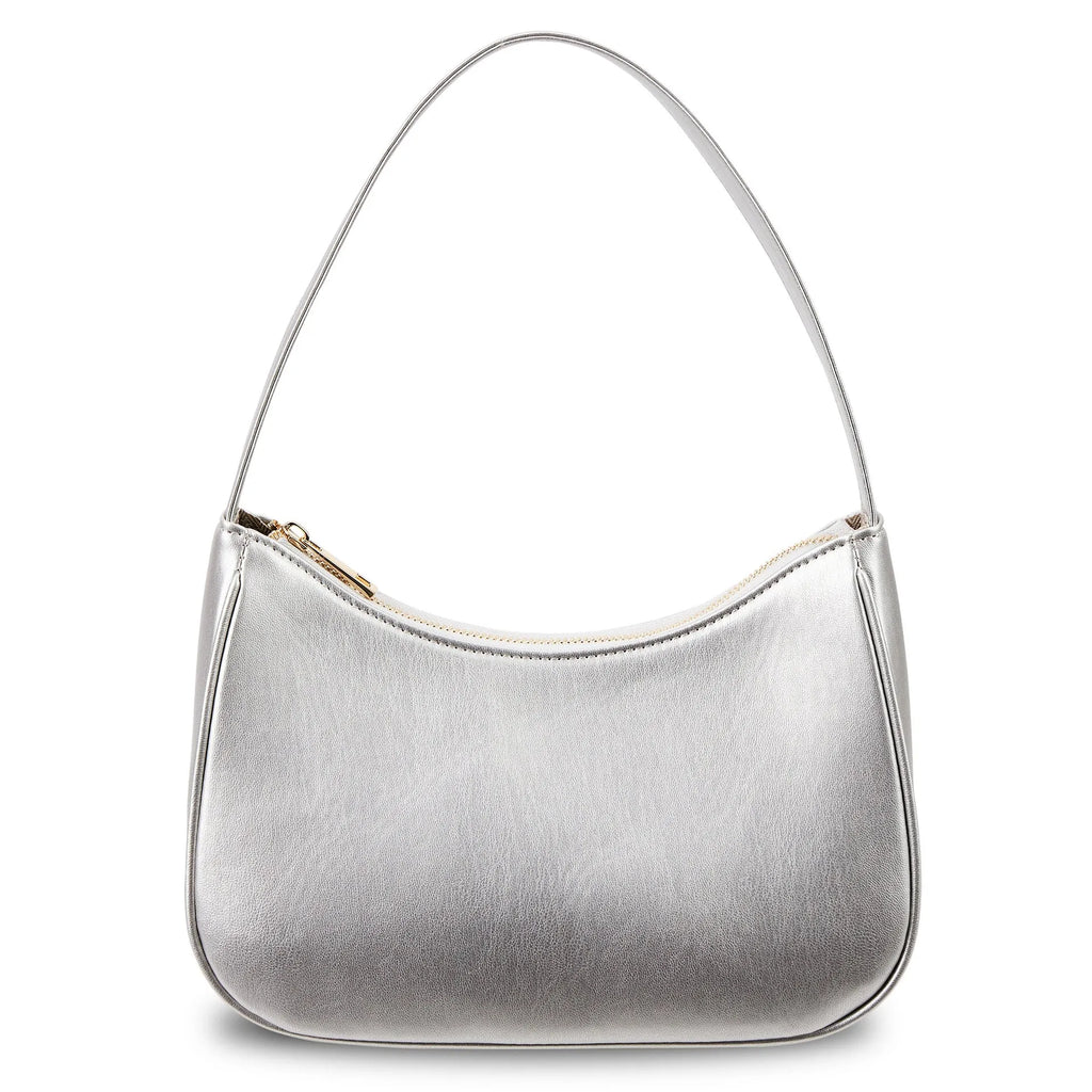 Simple retro waterproof PU shoulder bag with adjustable strap shown in apricot colour