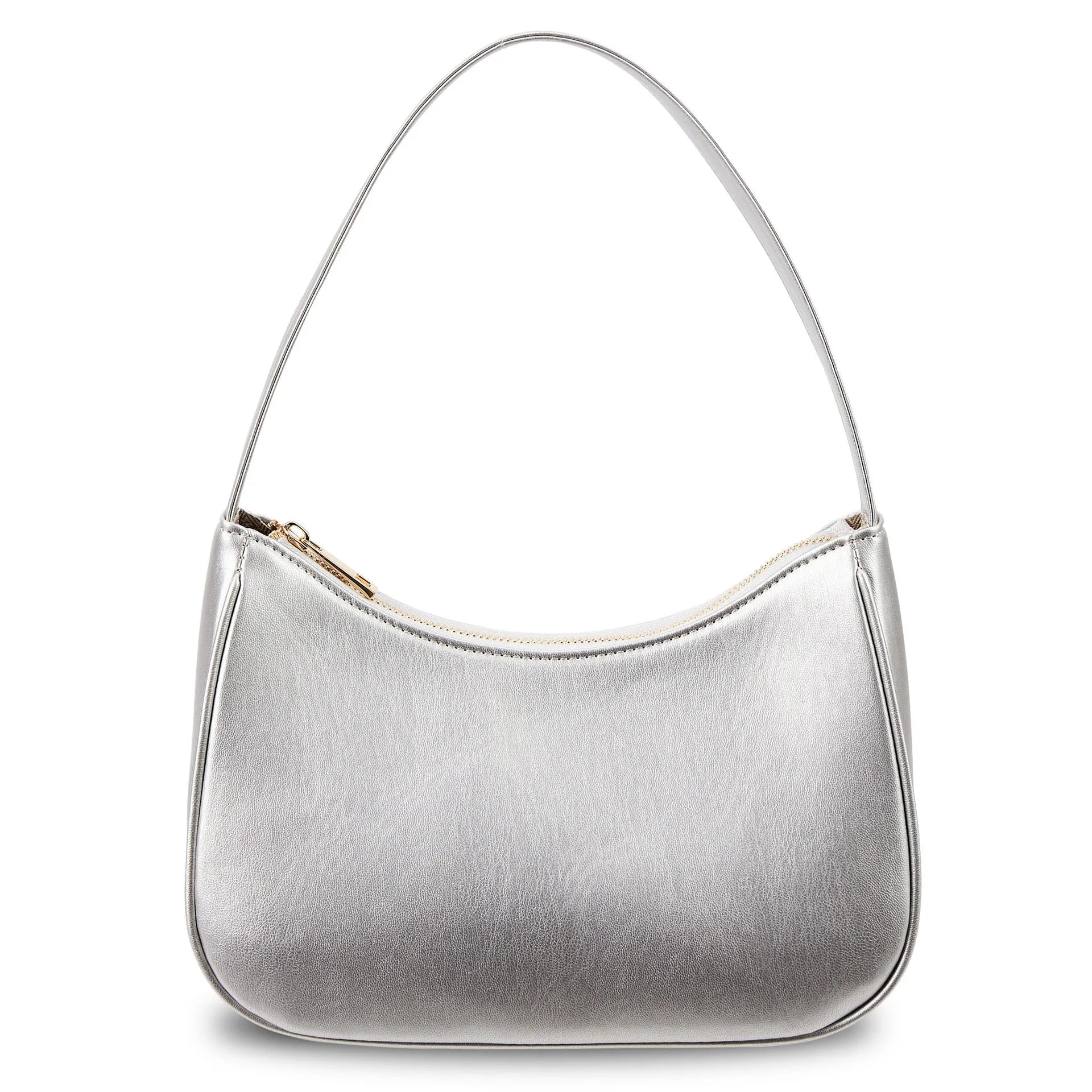 Simple retro waterproof PU shoulder bag with adjustable strap shown in apricot colour