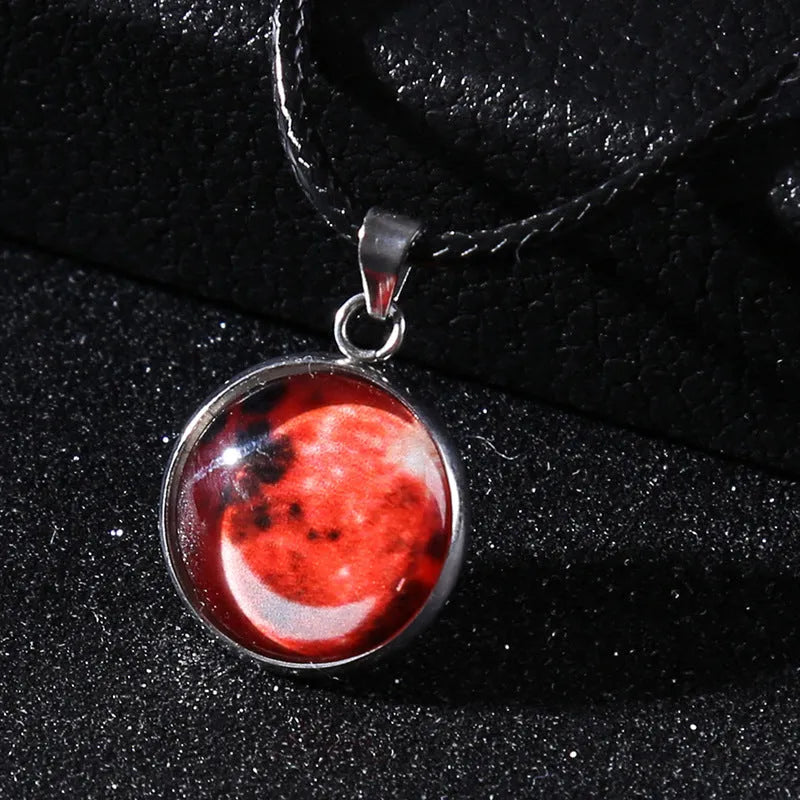 Christmas moon night sky luminous alloy pendant necklace with constellation design on adjustable chain