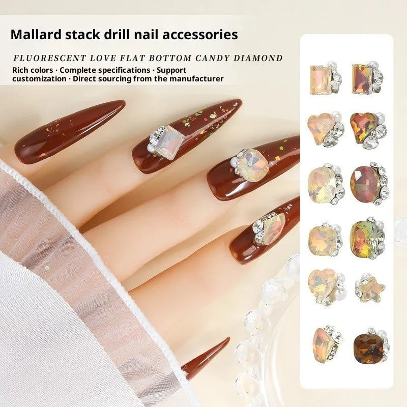 Rock Sugar Nail Crystal Stacked Diamond Nail Art Accessories Square Solid Colour Cat Eye Shiny Ice Transparent Rhinestone Nail Drill for Salon Home Use Princess Series Style X1258 X1260 X1263 X1267 X1269 X842 X848 X850 X857 X860