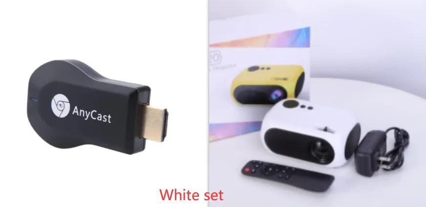 M24 micro mini portable LED projector in gold or white colour with 1080p HD support