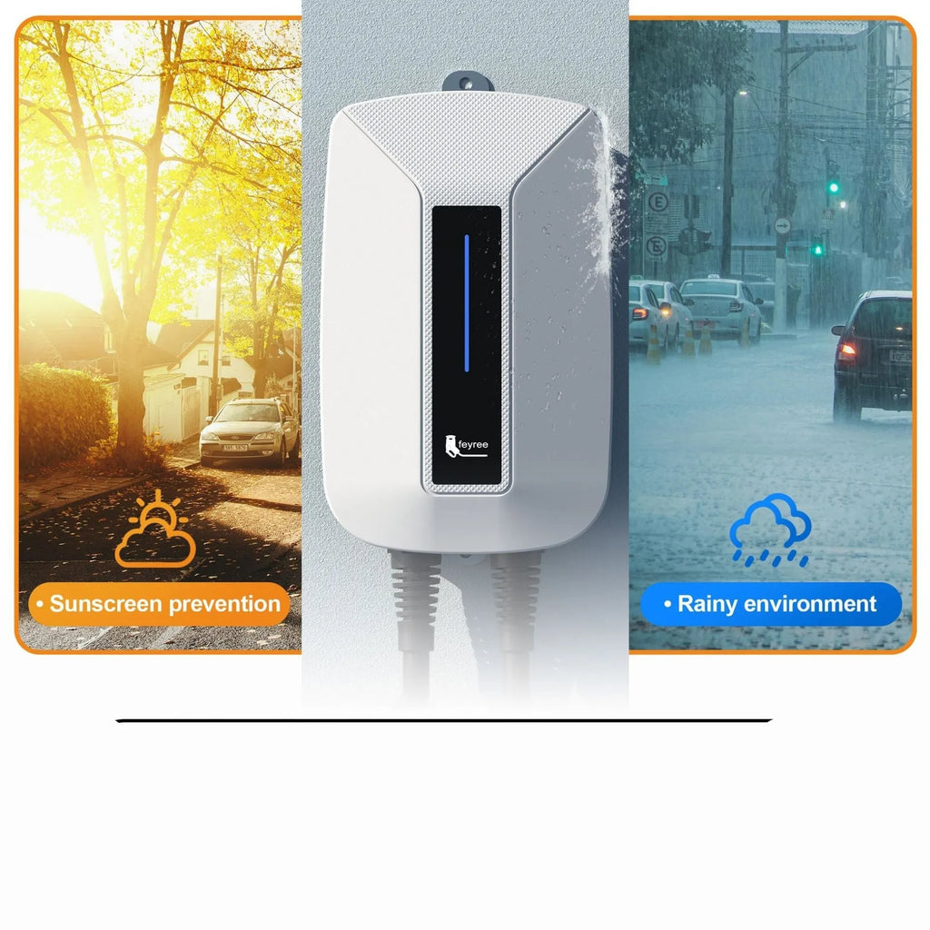 7KW European standard EV charging pile with PC shell, 5m gun line, and LED indicator, IP65 rated