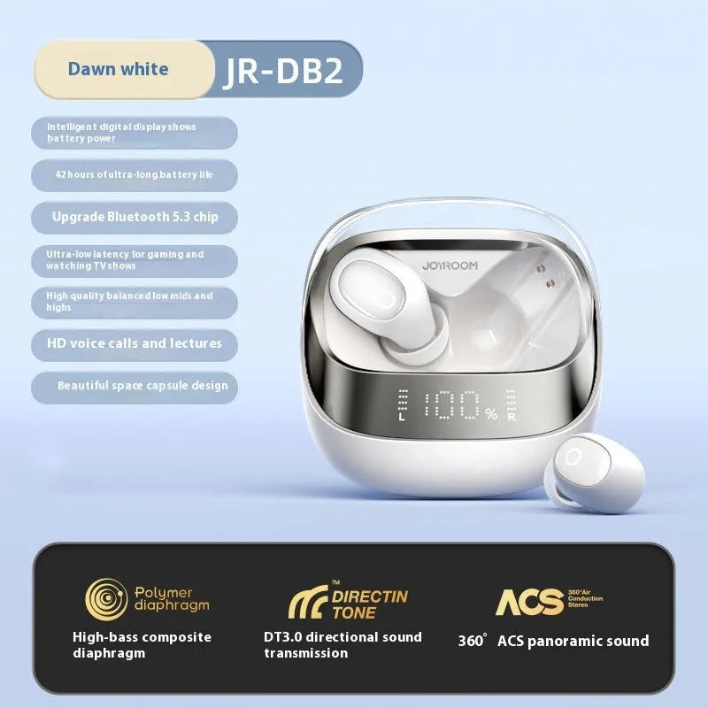 Dawn White and Starry Sky Black wireless noise cancelling in-ear headphones with charging case.