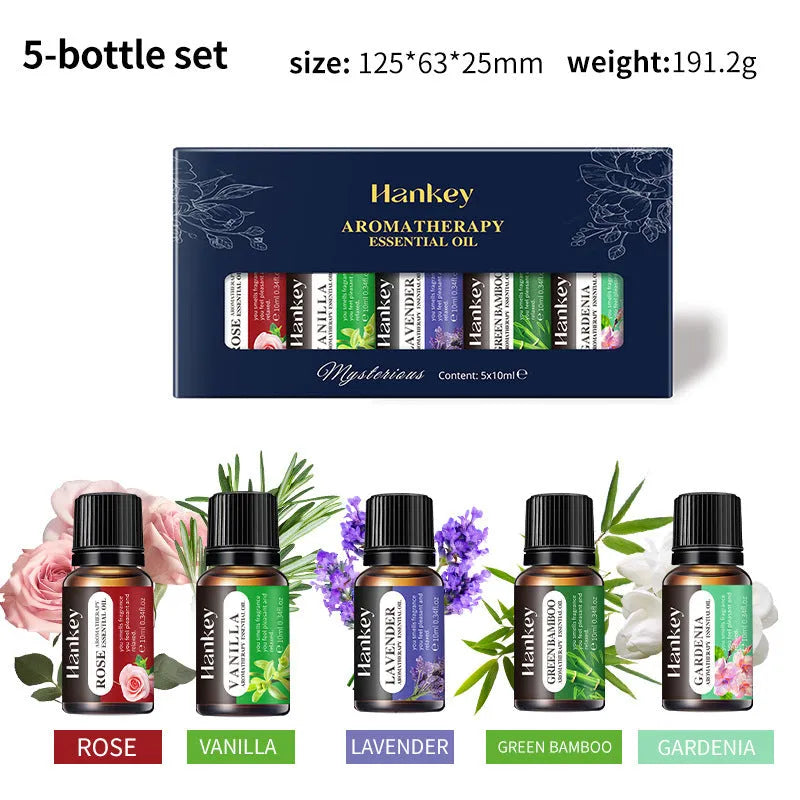 Boxed set of water-soluble aromatherapy essential oils for fresh air function