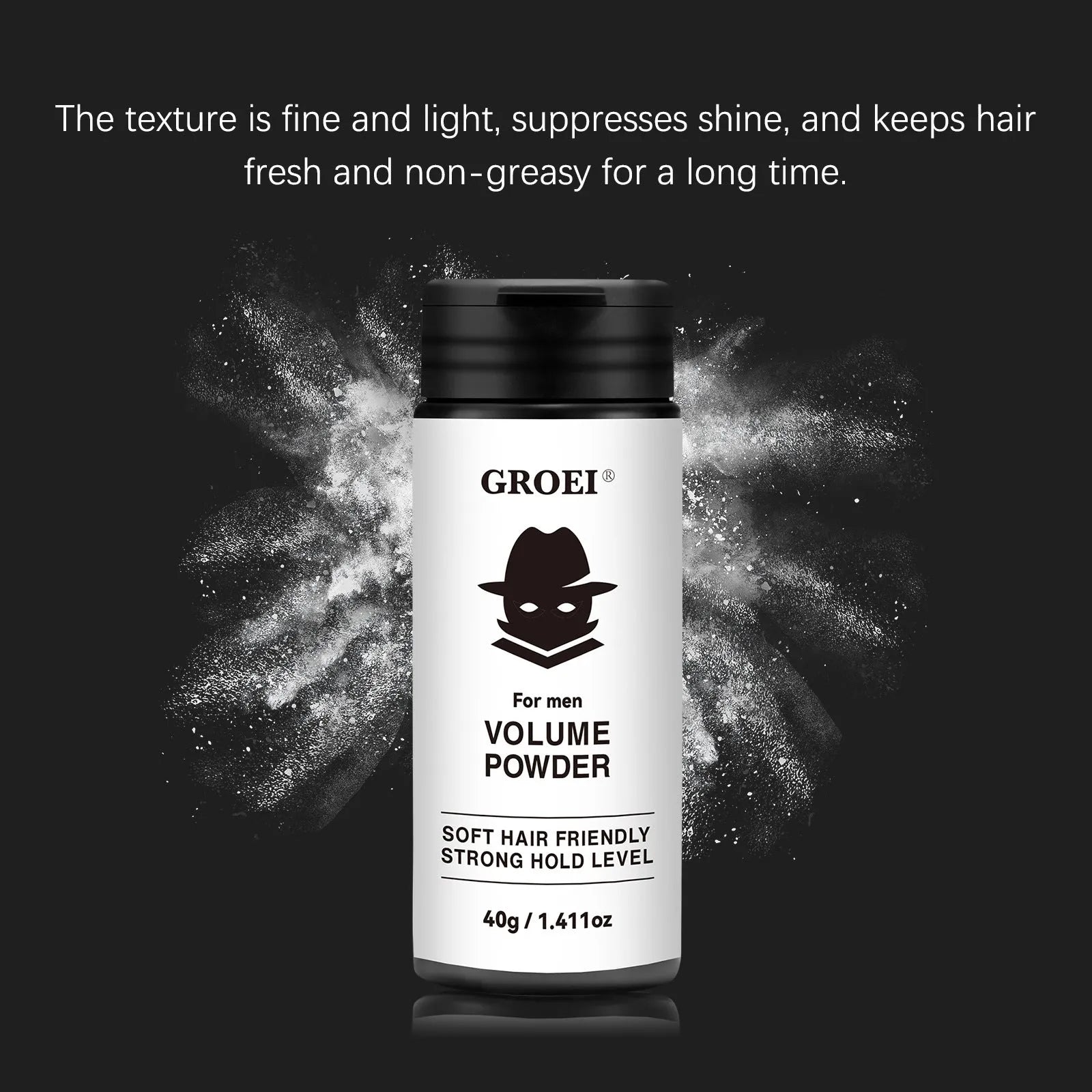 40g container of translucent hair styling powder for oil control and volume.