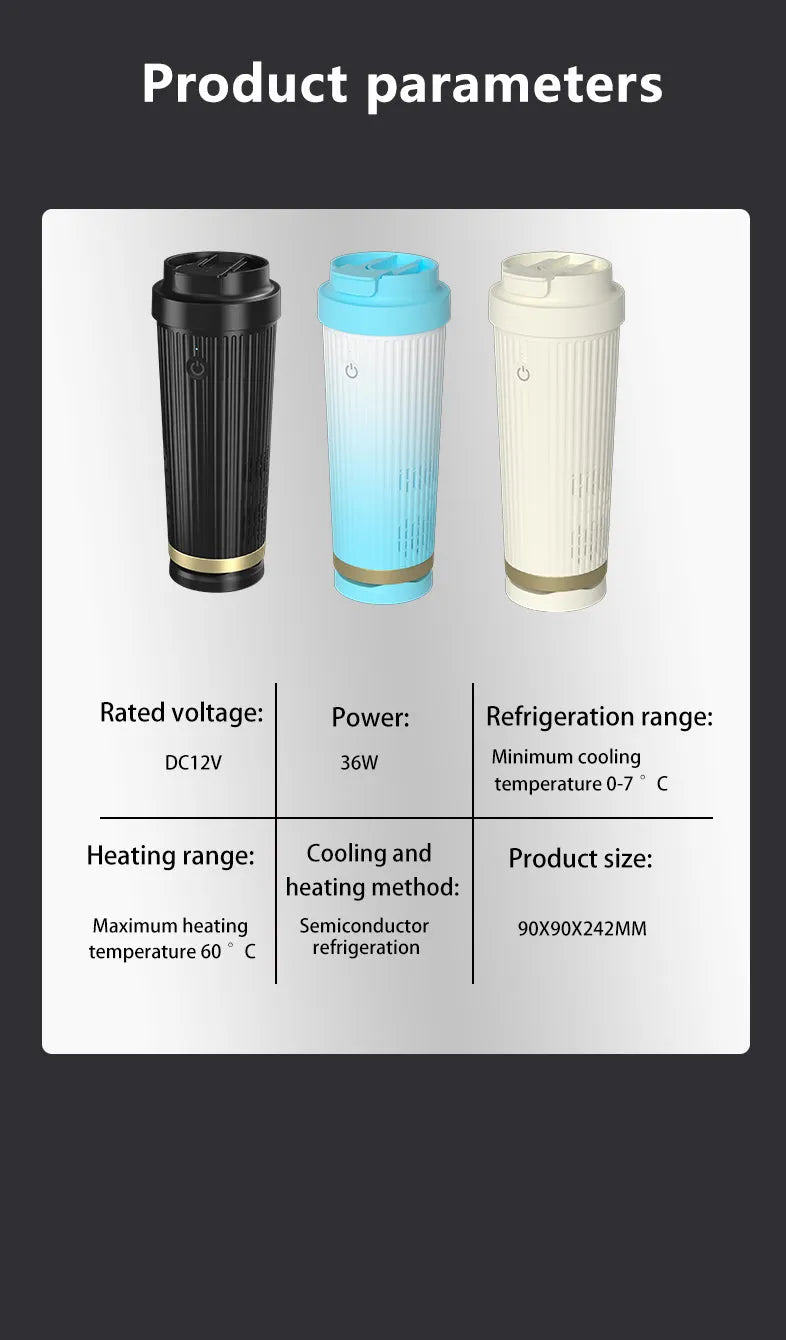 Smart heating cooling cup in Black on car cupholder 12V power 36W